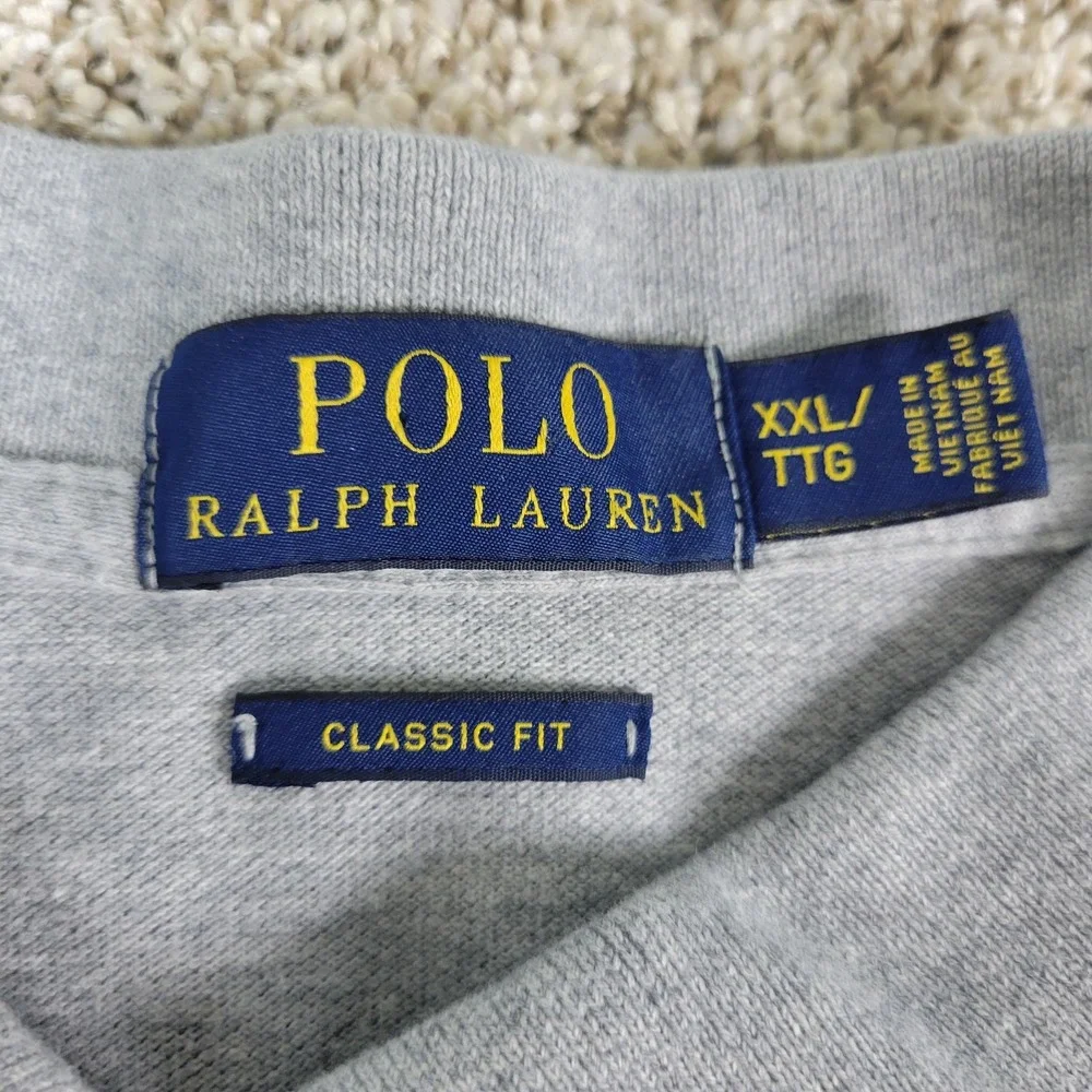 Polo Ralph Lauren Classic Fit Mens 2XL Solid Gray Pony Stretch Knit Short Sleeve